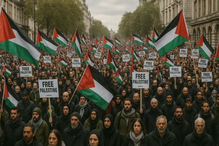 AI-Generated Video of Pro-Palestine UK Rally Spreads with SynthID Watermark Visible